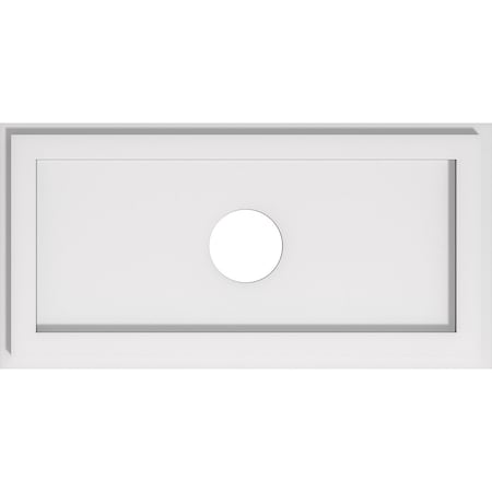 Ekena Millwork Rectangle Architectural Grade PVC Ceiling Medallion, 20"W x 10"H x 3"ID x 7"C x 1"P, One-Piece CMP20X10RE-03000
